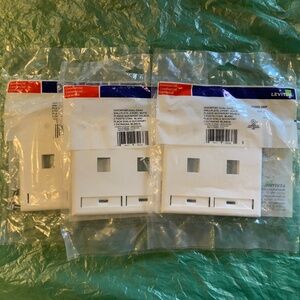 Lot of 3 Leviton 42080-2WP Quickport 2-Port Wallplate ID Window White